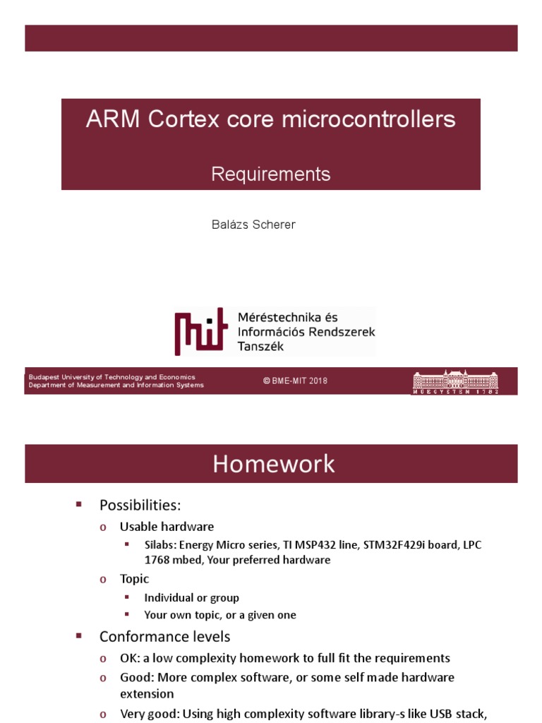 ARM Cortex Core Microcontrollers: Requirements | PDF | Arm Architecture ...