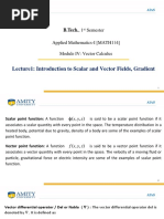 Lecture1: Introduction To Scalar and Vector Fields, Gradient