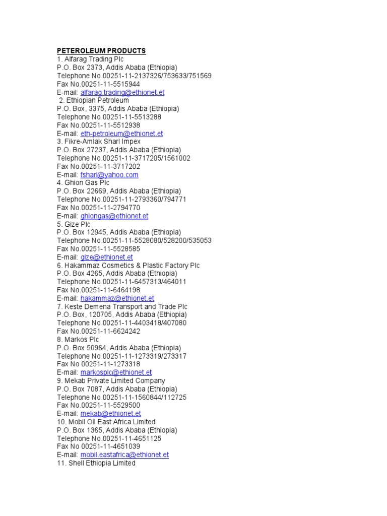 Alfarag - Trading@ethionet - Et: Peteroleum Products | PDF