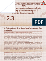 2.3 Filosofía de Las Ciencias, Enfoques, Objeto de Estudio y Planteamientos Para La Creación de Conocimiento