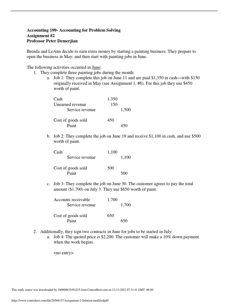 Accounting For B L Painting Jobs Pdf Expense Debits And Credits