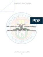 Mathematical Methods For Economics: Preliminaries-II: Institute of Lifelong Learning, University of Delhi 1