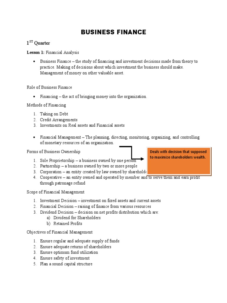 Business Finance Notes | PDF | Securities (Finance) | Stocks