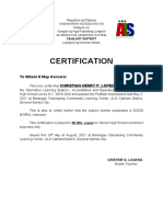 Certification: To Whom It May Concern: Christian Henry P. Lopez
