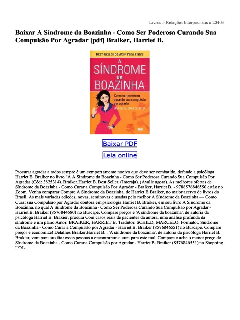 A Síndrome da Boazinha: PDF Grátis | PDF | Ciências Sociais | Estudos ...