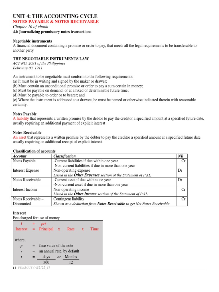 Fdnacct Unit 4 Part 3 Journalizing Promissory Notes Transactions Study