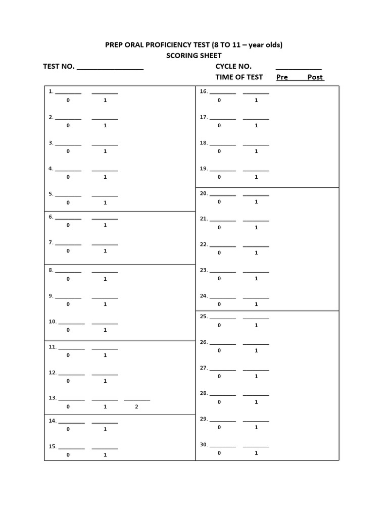 Oral Proficiency Test Scoring Sheet | PDF | Finance & Money Management ...