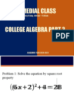 Remedial Class College Algebra Part 2: Every Friday, 800am - 11:00am