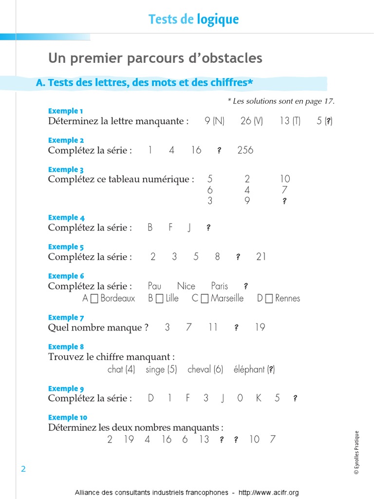 Tests De: Logique | PDF
