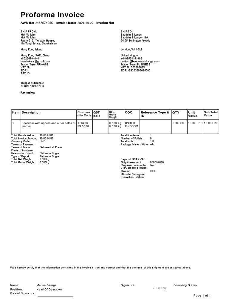 Business Shipping Invoice | PDF | Value Added Tax | Invoice