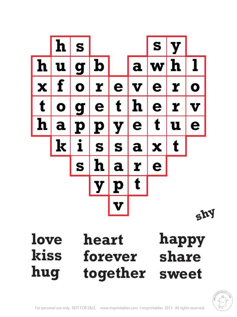 Mrprintables Word Search Heart | PDF