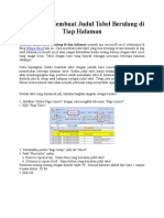 Tips Excel Membuat Judul Tabel Berulang Di Tiap Halaman