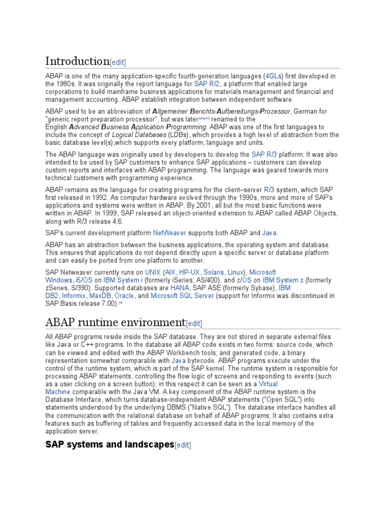 Overview of ABAP Programming Language | PDF | Information Technology ...
