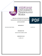 Diploma in Information Management Foundation of Records Management (Imd 123) Articles Review