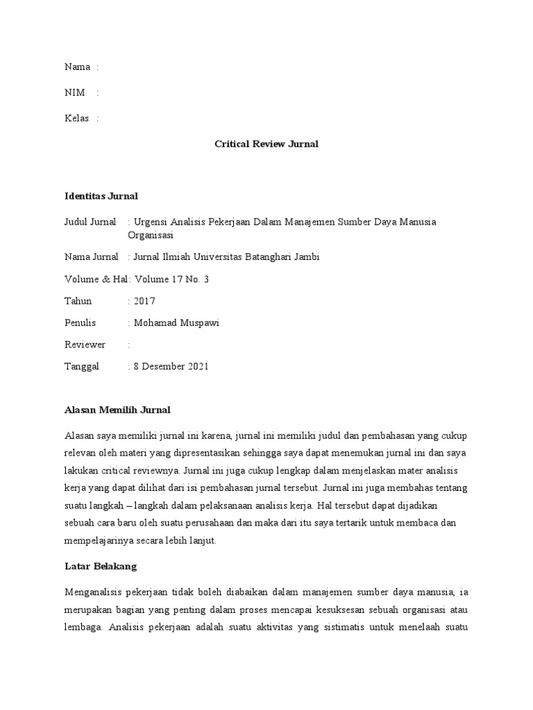 Critical Review Jurnal Ilmiah PDF