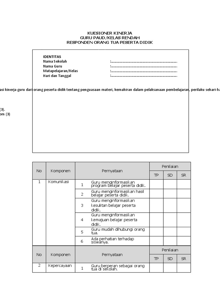 FORMAT PKG PAUD RESPONDEN ORANG TUA SISWA - KamiMadrasah - Blogspot ...