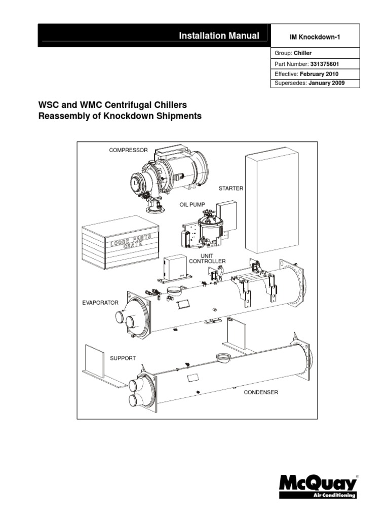 WSC and WMC Centrifugal Chillers Reassembly of Knockdown Shipments ...