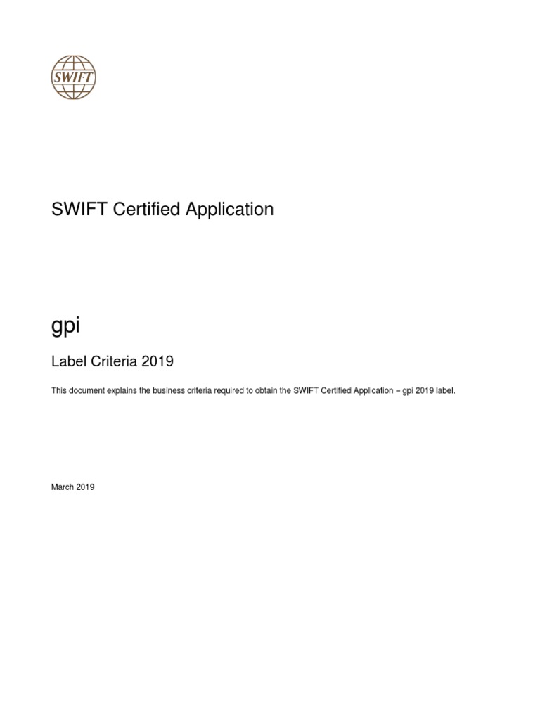 SWIFT Certified Application: Label Criteria 2019 | PDF | Graphics ...