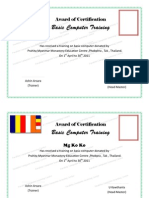 Basic Computer Training: Award of Certification
