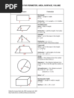 Geometry Cheat Sheet 3d Shape Formulas | PDF | Area | Volume
