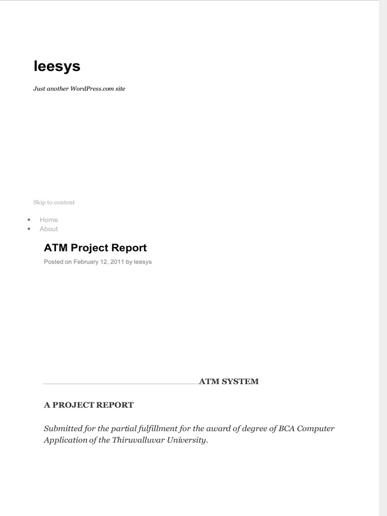 ATM System Project Report Overview | PDF | Use Case | Visual Basic .Net