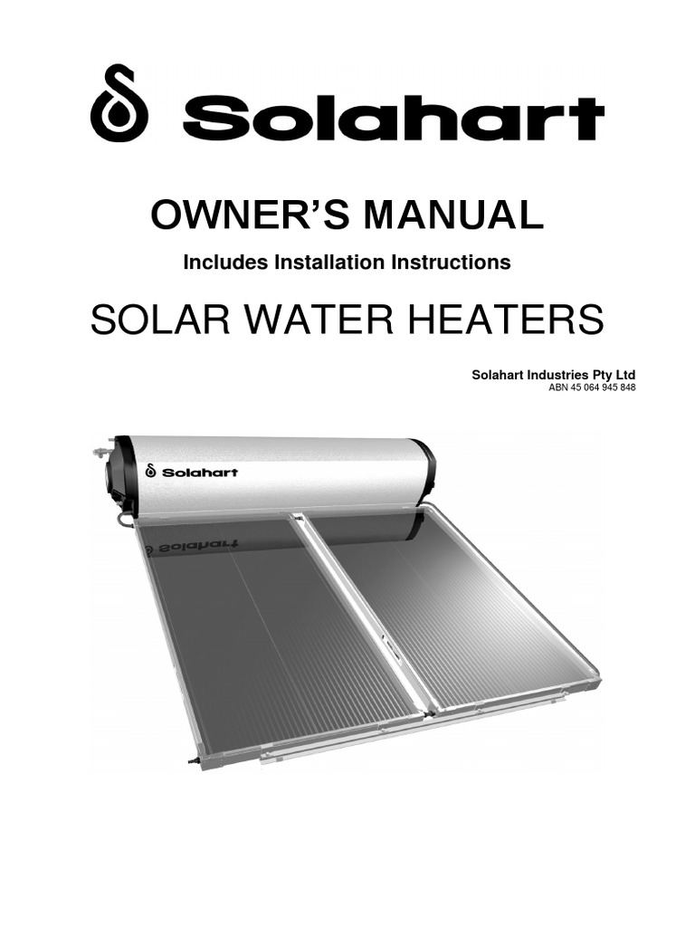 Owner'S Manual: Solar Water Heaters | PDF | Water Heating | Water