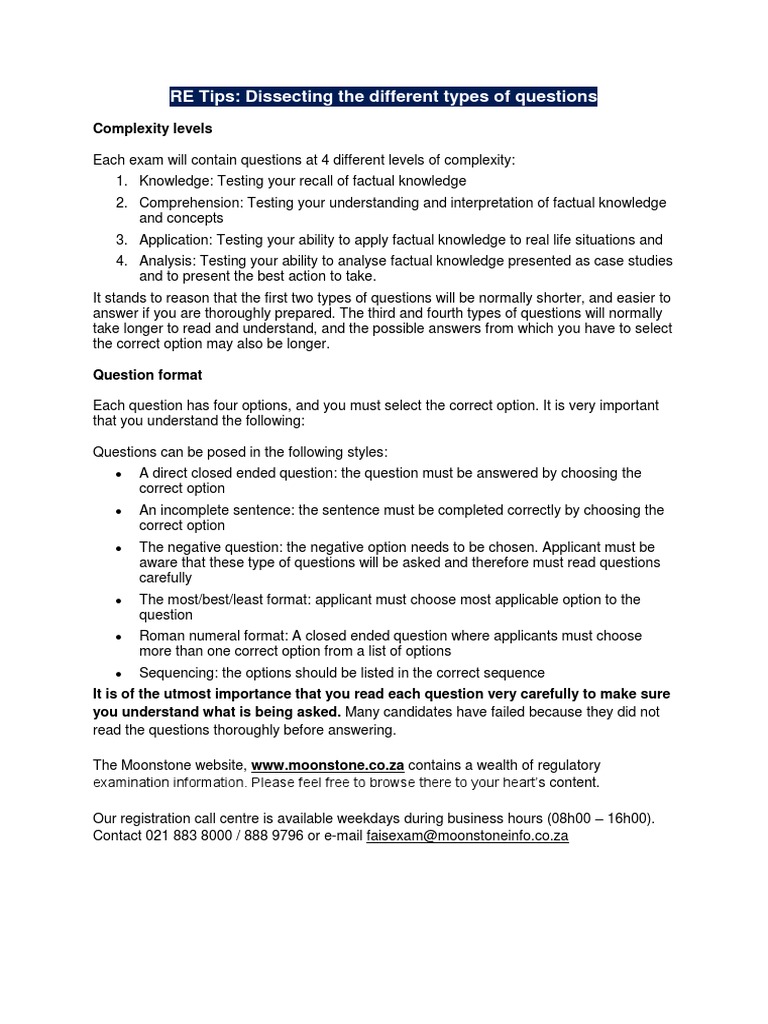 REtips - Dissecting The Different Types of Questions | PDF