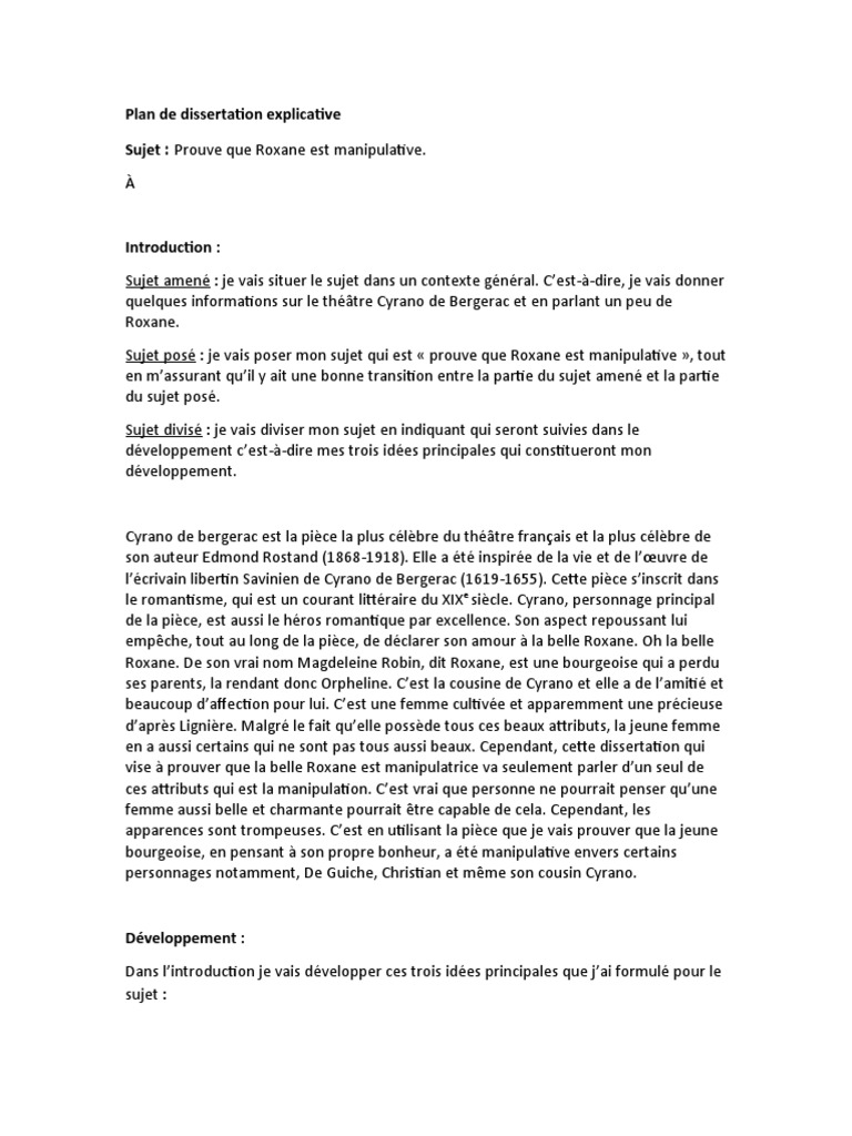 dissertation explicative 99 francs