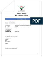 Introduction To Pharmacy and Pharmacy Law Syllabus