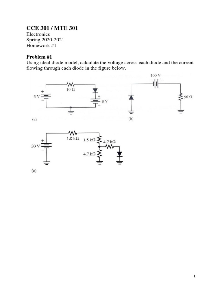 Diode Circuit Analysis Homework 1 | PDF | Teaching Methods & Materials