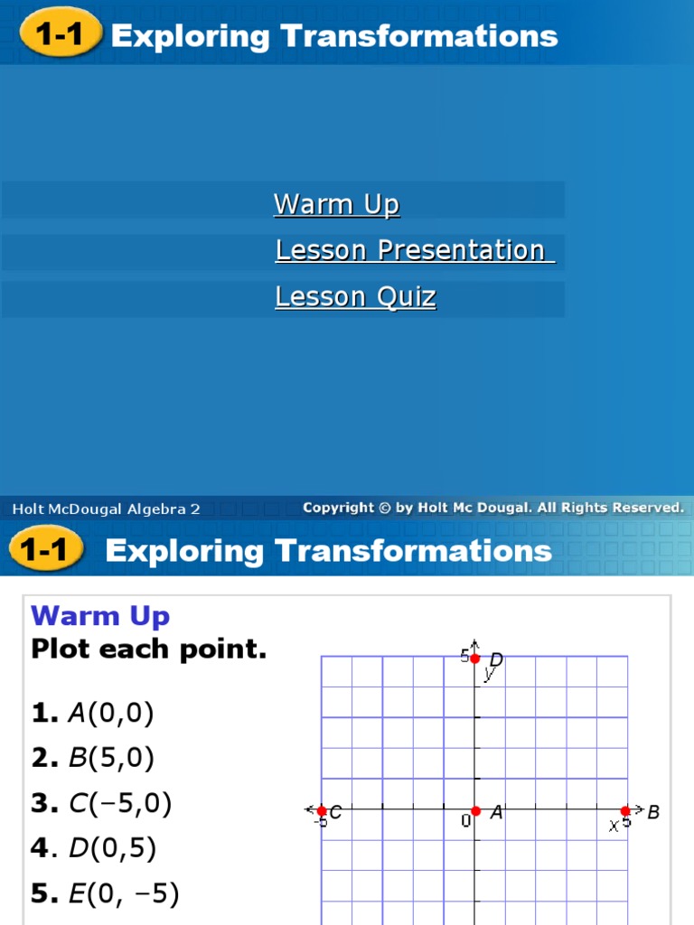 1-1 Exploring Transformations | PDF | Cartesian Coordinate System ...