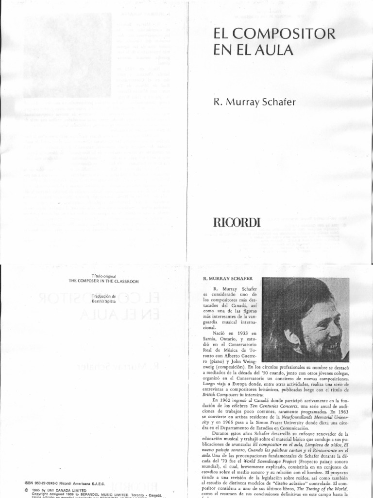 14.1. R.murray Schafer - El Compositor en El Aula | PDF