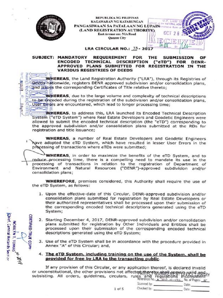 LRA Circular No. 33-2017 | PDF