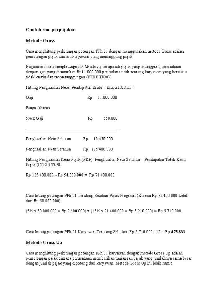 Contoh Soal Perhitungan Pajak Pdf