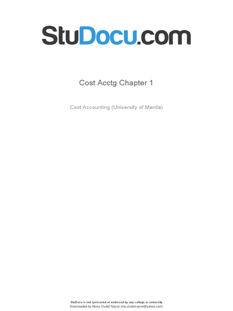Cost Accounting Chapter 1 Overview | PDF | Cost Of Goods Sold | Inventory