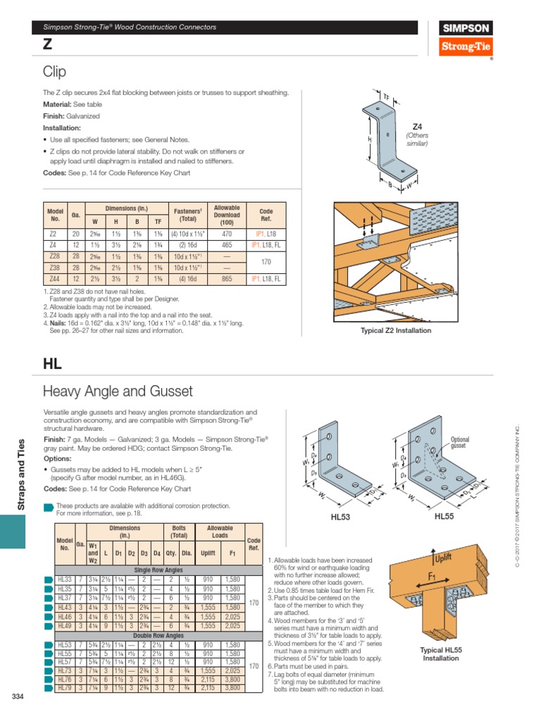 Z Clip: Simpson Strong-Tie Wood Construction Connectors | PDF | Screw ...