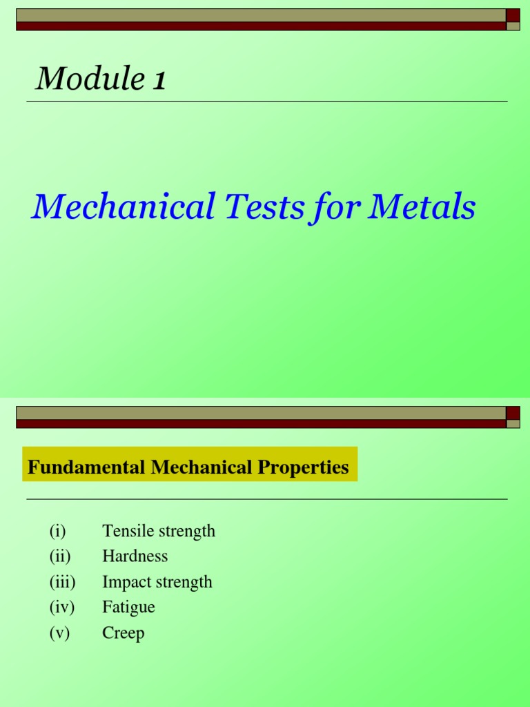 Mechanical Tests For Metals PDF Strength Of Materials Deformation