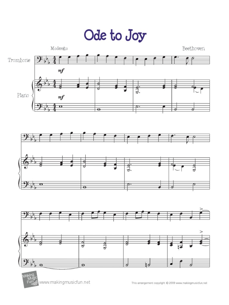 Ode To Joy Trombone PDF