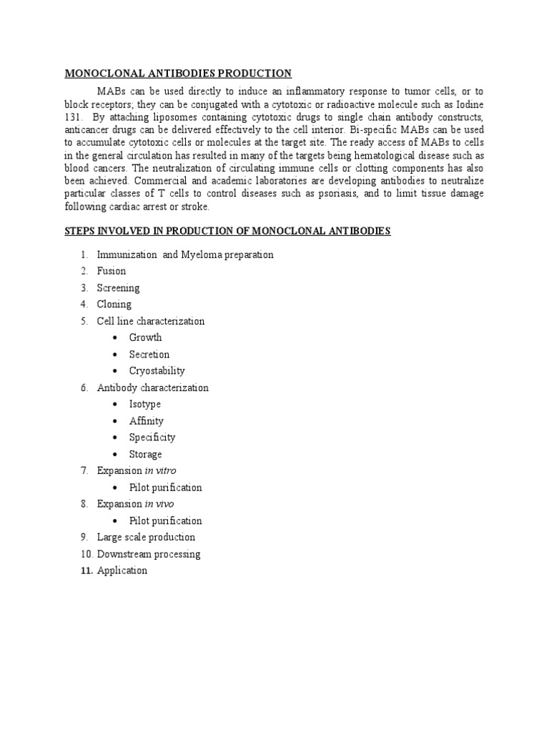 Monoclonal Antibodies Production | PDF