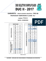 Nucepe 2018 Seduc Pi Professor Temporario Fisica Gabarito