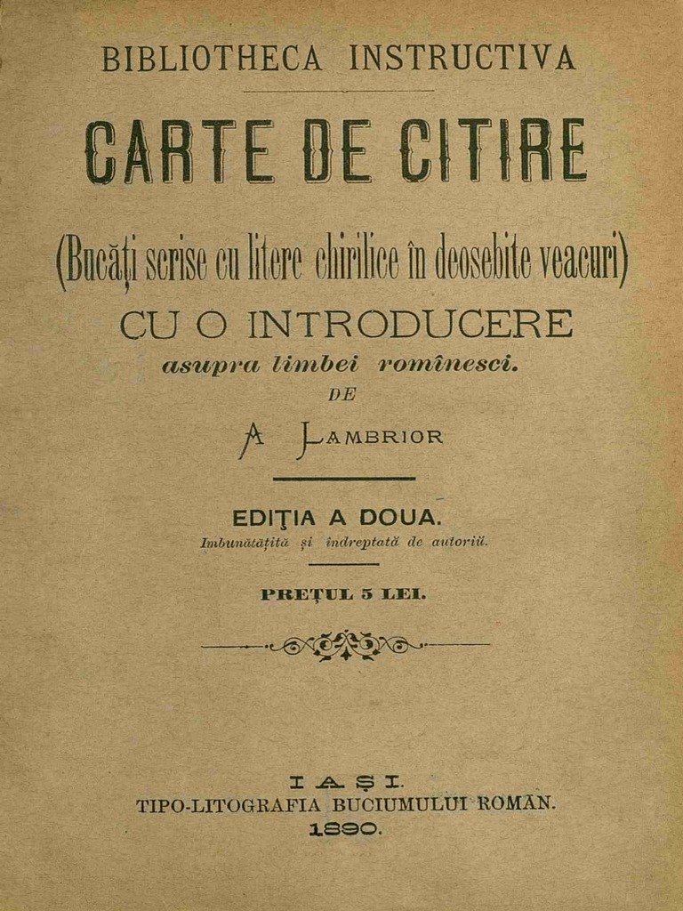 A Lambrior - Carte de Citire - Bucati Scrise Cu Litere Chirilice