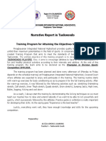 Narrative Report in Taekwondo: Training Program For Attaining The Objectives Set For Taekwondo