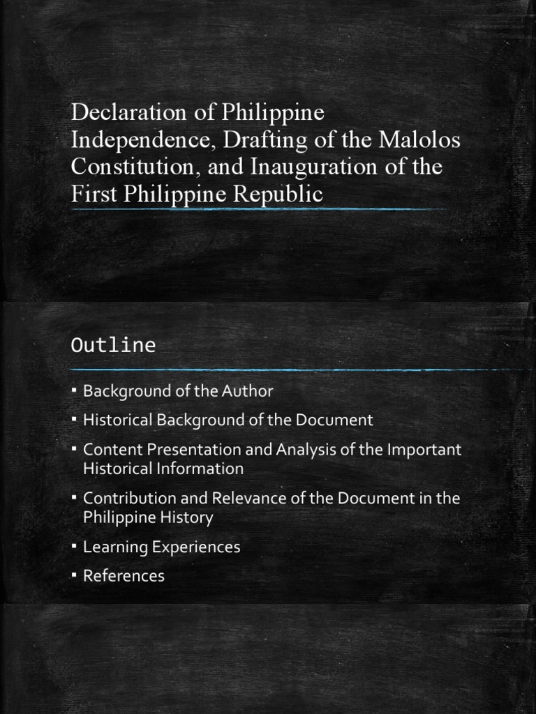 Declaration of Philippine Independence, Drafting of The Malolos Constitution, and Inauguration