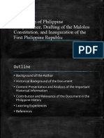 Declaration of Philippine Independence, Drafting of The Malolos Constitution, and Inauguration of The First Philippine Republic