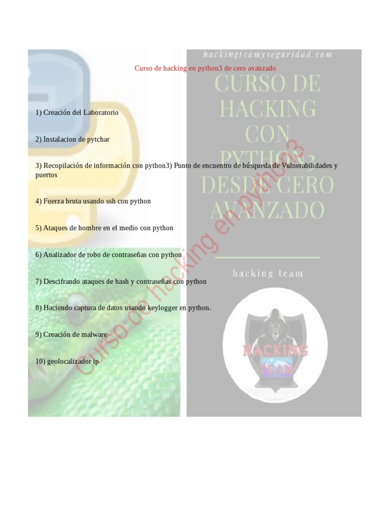 Curso Avanzado de Hacking en Python3 | PDF