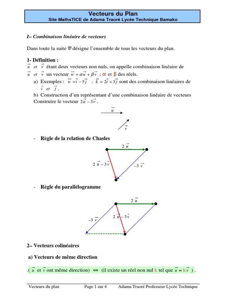 Algebre 2 Espace Vectoriel