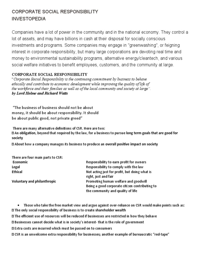Corporate Social Responsibility | PDF | Corporate Social Responsibility ...