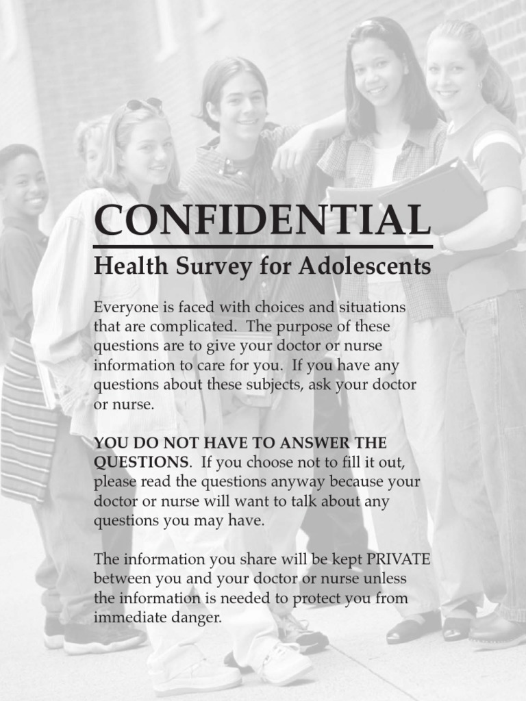 Confidential: Health Survey For Adolescents | Download Free PDF ...