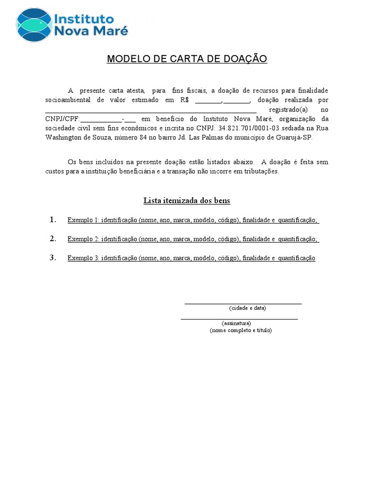 Modelo de Carta de Doação | PDF