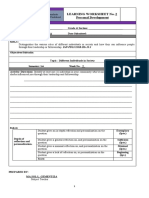 Learning Worksheet No. 2 Personal Development: Co Qah + Melc LW